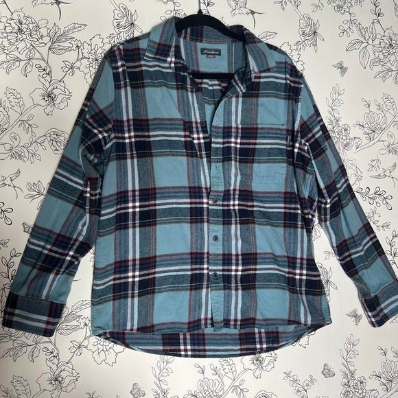 Eddie bauer blue plaid flannel - Picture 1 of 6